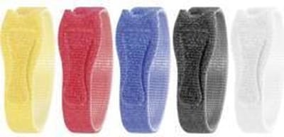 TOOLCRAFT KL12X200BC Klittenband kabelbinder Om te bundelen Haak- en lusdeel (l x b) 200 mm x 12 mm Wit, Zwart, Blauw,