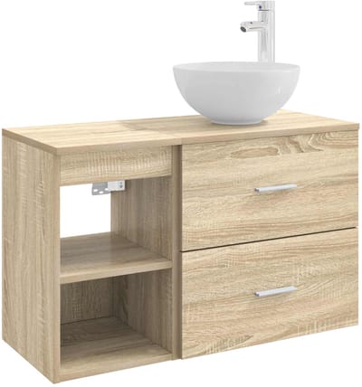 vidaXL - Badkamermeubel - Set - 2 - st - Sonoma - Eiken - Bewerkt - hout