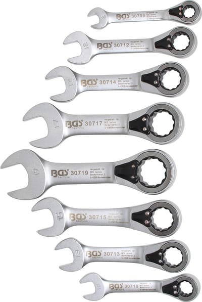 BGS Ratelring-steeksleutelset omschakelbaar 8 - 19 mm 8 delig