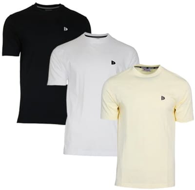 3-Pack Donnay - T-shirt (Vince) - Sportshirt - Heren - Black/White/Pastel Yellow (736) - maat S