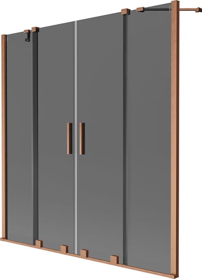 Mexen Velar Duo badwandpaneel 2-delig schuifbaar 140 x 150 , grafiet, geborsteld koper - 896-140-000-42-65