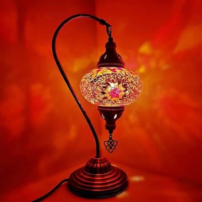 Turks Mozaïek Tafellamp - Glazen Lamp Multicolor - E14 - Handgemaakt en uniek ontwerp