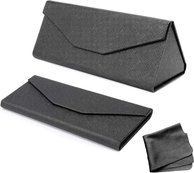 Zonnebrillenetui met reinigingsdoek, draagbare brillenkoker - compact en stevig - unisex - zwart