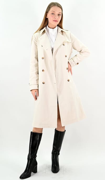 YesMooi - Waterafstotende lange trenchcoat - Water repellent - Beige - L (40)