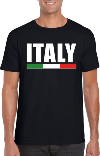 Zwart Italy/ Italie supporter shirt heren S
