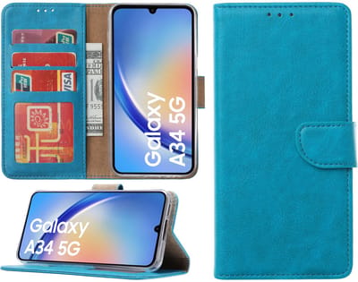 Samsung Galaxy A54 hoesje - Bookcase met pasjeshouder - Turquoise