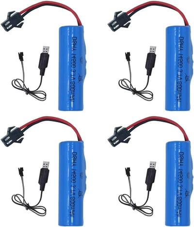 4 stuks 3.7V 800mAh Lithium Batterijen met USB Lader voor RC Voertuigen, Auto's, Botens en Trucks