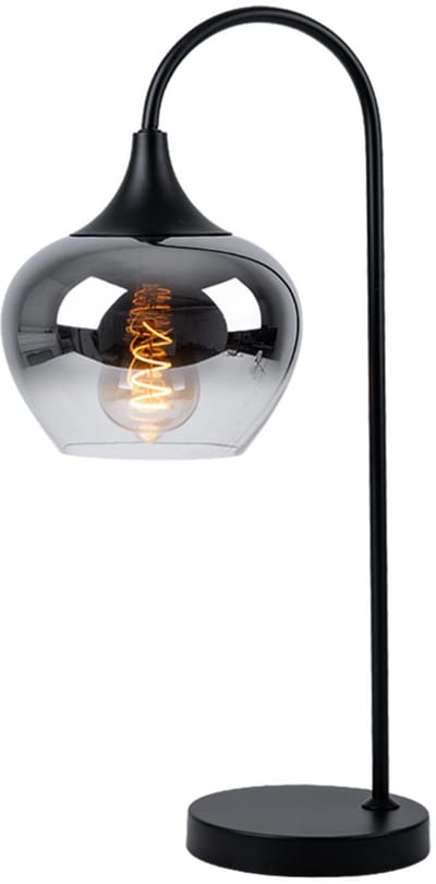 Globo - tafellamp - Maxy - zwart - glas metaal smoke glas - bureaulamp - E27 - 15548T