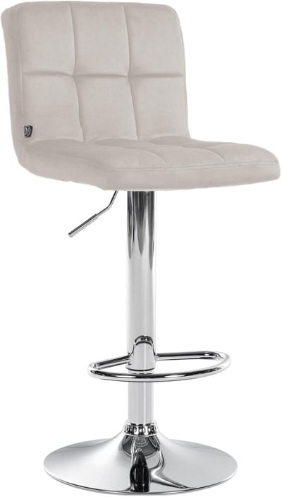 CLP Peru Barkruk - Met rugleuning - Voetsteun - Fluweel - Velvet - chroom/creme