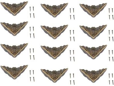 Dailygoods- Hoekbeschermer 12 Stuks - Antiek Messing - Vintage Design - Meubelhoekveiligheidsbumpers - Decoratieve Bescherming - Kindveilige Hoekbescherming - Meubelhoekbeschermer