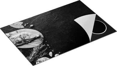 Chefcare Inductie Beschermer Vlees op een Marmeren Plaat - Zwart Wit - 80x50 cm - Afdekplaat Inductie - Kookplaat Beschermer - Inductie Mat