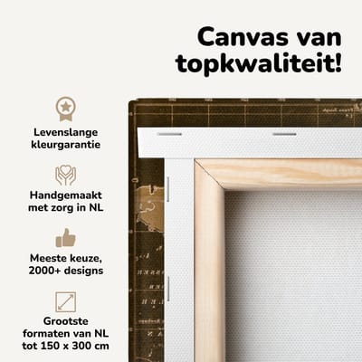 Canvas schilderij 90x60 cm - Wanddecoratie Klassieke wereldkaart in het bruin - Muurdecoratie woonkamer - Slaapkamer decoratie - Kamer accessoires - Schilderijen op canvas