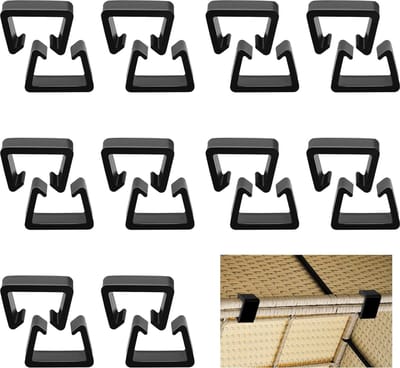 Rotan-meubelclips, zwart, kunststof, 20 stuks, tuinmeubel, bankverbinders voor bank, stoel, outdoor, bank, terras, buiten, stoelbevestigingen, bevestigingsmiddelen