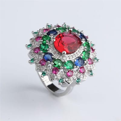 Exquise Gemengde Fancy Kristal Met Bloem Damesring Trouwfeest Verlovingsringen Sieraden Handaccessoires Maat 6 -10 10 wit
