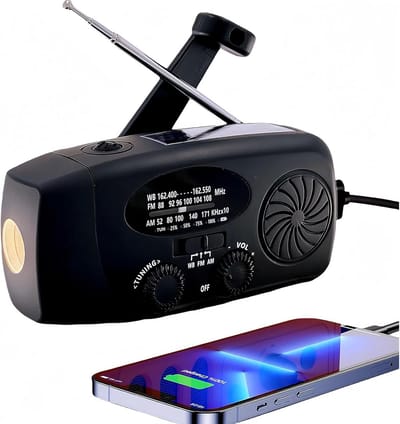 Noodradio solar opwindbaar - Survival noodpakket oplaadbaar - Met zaklamp accu - Reislamp