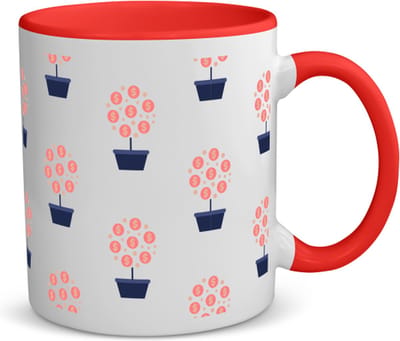 Akyol - geld planten koffiemok - theemok - rood - Geld - iemand die van geld houdt - cadeau voor iemand die houdt van geld - verjaardagscadeau - gift - geschenk - 350 ML inhoud