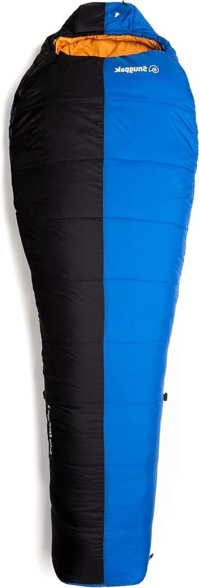 Kampeer Slaapzak - Mummy slaapzak - Buiten slapen - Met LED lamp - Verstelbaar - Blauw Zwart