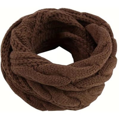 Épaisseur Uni Peluche Tricot Torsades Frites Écharpe Chaleur Extérieure Écharpe Anneau Sans Fil black