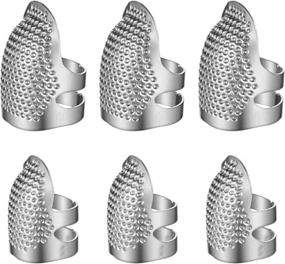 6 Stuks Verstelbare Vingerbeschermers, Metaal Duwring voor Handnaaien, Handwerken en Borduren