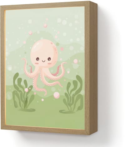 Wandlamp 30x40 cm - Oplaadbaar - Octopus - Zeedieren - Groen - Onderwater - Wandlampen binnen woonkamer - Slaapkamer lamp - Decoratieve nachtlamp - Vloerlamp draadloos