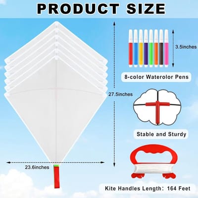 DIY Vlieger Maken - Blanco Vliegers - Buiten Activiteiten - Inclusief Kleur Pennen - 23.6 x 69.5 cm - Wit