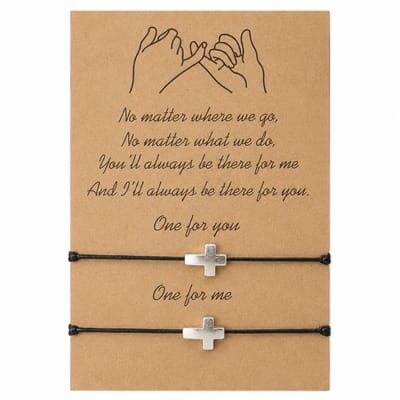 Engravia by Derya – Unisex Armband – Roestvrij Staal – Minimalistisch Kruis Design – Vriendschap, Koppel & Cadeau