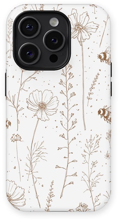 Bloemen Design Hoesje geschikt voor iPhone 14 Pro | Flower Print Tough Case met Mag | Shockproof | Bloemen Motief Backcover geschikt voor iPhone 14 Pro Meadow Sketch