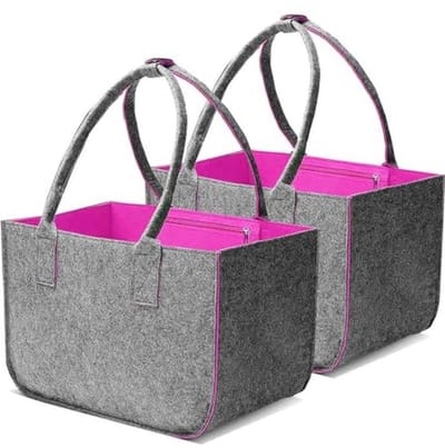 Grote Opvouwbare Vilten Shopper - 30L Boodschappentas met Lange Handgrepen en Binnenzak