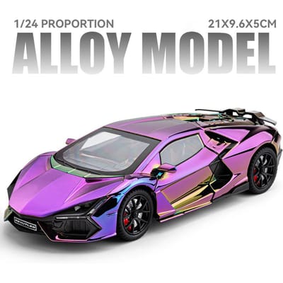 1/24 Revuelto Legering Sportwagen Model Diecast Metaal Racen Galvaniseren Voertuigen Auto Model Geluid Licht Met Spray Kinder Speelgoed Cadeau gray