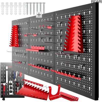 RFWR® 3-delige Gereedschapswand 160x60cm - Geperforeerde Gereedschapshouder met 25 Haken en Houders