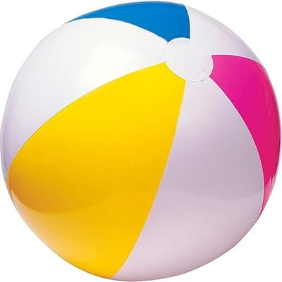 Beach Ball 24 inch | Strandbal Gekleurde |Strandspeelgoed | Opblaasbare bal | Strandbal Jumbo | Ideaal voor Stand, Feesten & Festivals | Zowel voor kinderen als Volwassenen | Klein & licht formaat past in de koffer | 3+ Ø61CM