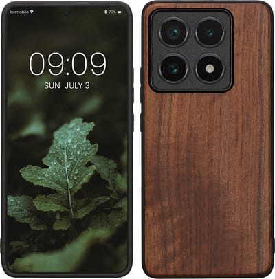 kwmobile telefoonhoesje geschikt voor Xiaomi 14T Pro - Hoesje met bumper in donkerbruin - Backcover - hout