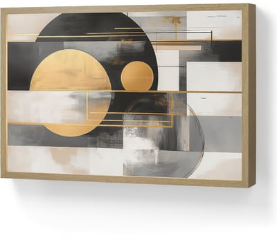 Wandlamp 60x40 cm - Oplaadbaar - Abstract - Goud - Zilver - Vormen - Aesthetic - Modern - Wandlampen binnen woonkamer - Slaapkamer lamp - Decoratieve nachtlamp - Vloerlamp draadloos