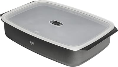 Ovenvorm met deksel - Bakvorm rechthoekig - Koken en bakken - Gemaakt van gerecycled aluminium - 47 Liter - Grijs