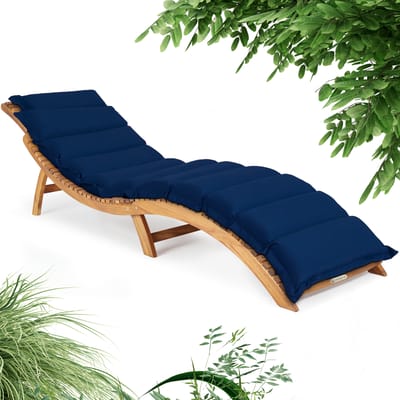 Ligbed Acaciahout FSC®-gecertificeerd incl kussen Blauw