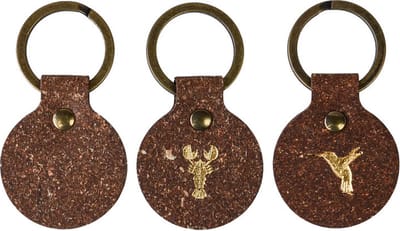 Ronde Sleutelhanger ROUND 2 (set à 3 stuks) - Bruin - Gerecycled leerafval - duurzaam