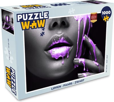 Puzzel Lippen - Paars - Zwart - Legpuzzel - Puzzel 1000 stukjes volwassenen