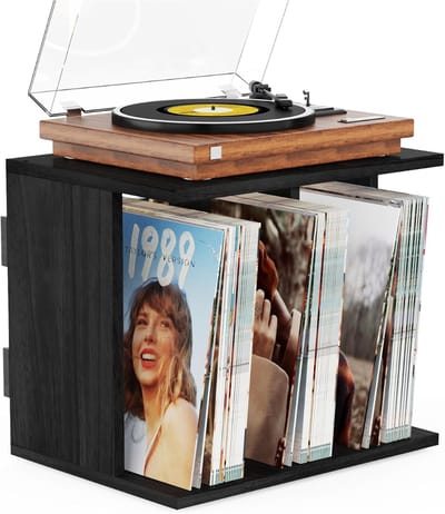 DnA® LP Opbergsysteem - Lp kast - Platenspeler Kast - Platenspeler Meubel - Vinyl Kast - Zwart - ‎‎36cm x 32cm x 36cm
