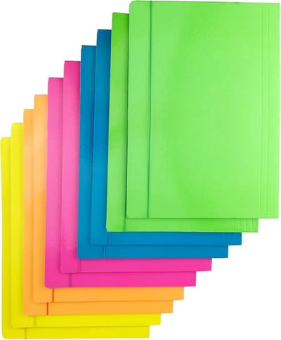 Stunq® verzamelmap van karton, inslagmap met rubber, map met elastiek voor DIN A4, 3 kleppen 350 g, veelkleurig gesorteerd