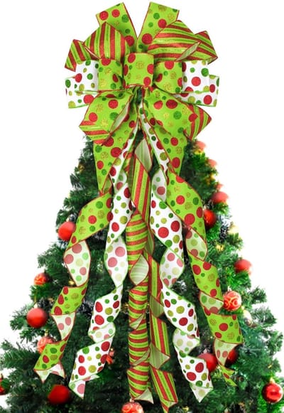 Dailygoods - Kerstboomstrik 115 x 30 cm met Stippen in Groen en Rood