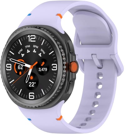 Siliconen bandje - geschikt voor Samsung Galaxy Watch 8 (40mm) / Galaxy Watch 8 (44mm) / Galaxy Watch 8 Classic - stiksels met gespsluiting - Maat S/M - lila