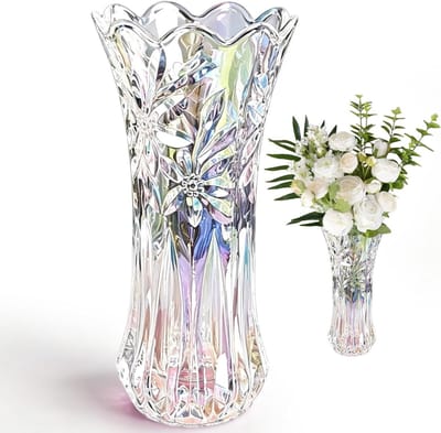 Omgoods - Glazen Bloemenvaas van 24 cm voor Elegante Tafeldecoratie