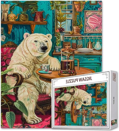 Dierenpuzzel 1000 stukjes - Legpuzzel Volwassenen - Ontspannend Spel - Uniek Schilderij Ontwerp - 1000 delen - Wit