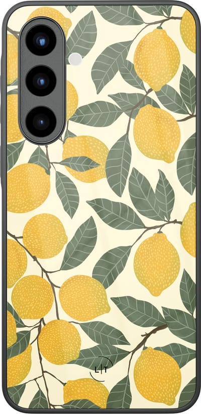 Hoesje geschikt voor Samsung Galaxy A57 - Citroenen - Luxe Glazen Hardcase - Print / Illustratie - Geel