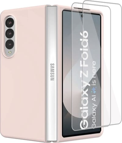 Geschikt voor Samsung Galaxy Z Fold 6 - Hoesje + 2x Screenprotector – Gehard Glas Cover + Suède Case Rosé