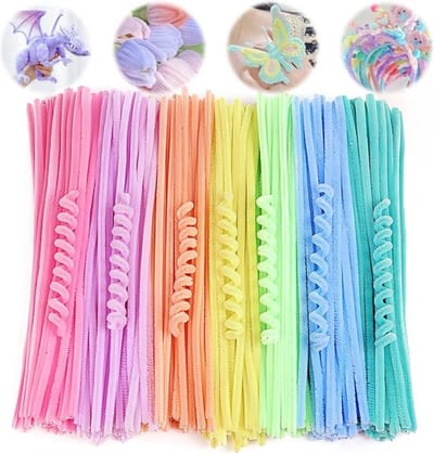 IZGO pakket met 100 stuks macaron-kleur chenilledraad voor kinderen doe-het-zelf decoreren - hobby knutselen met pijpenragers