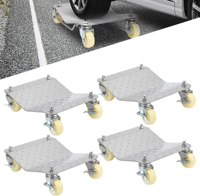 Rangeerhulp Set - Mobiele Bandenplatform - Voertuigen Verplaatsen - 360 Graden Wielen - 4 Stuks - Zilver