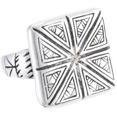 Behave - Ring - Verstelbare vintage zilverkleurige ring met geometrische gravures - Tribal stijl - Unisex - Nikkelvrij