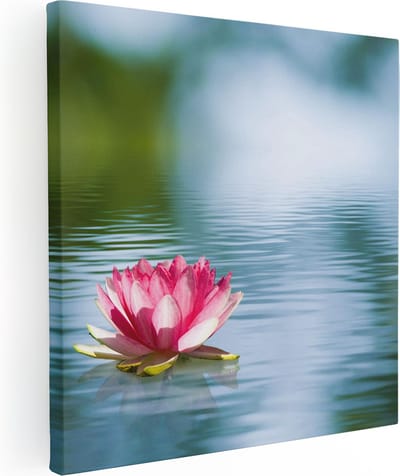 Artaza Canvas Schilderij Waterlelie - 80x80 cm - Wanddecoratie Bloemen - Muurdecoratie Vijver - Schilderijen Op Canvas