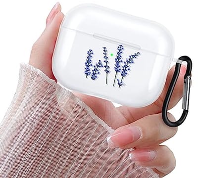 Newseego Airpods Pro 2 Case for Girls Women, Cute Floral Design Airpods Pro 2. Generation Case with Carabiner Transparent Soft TPU Shockproof Protective Cover for Airpods Pro 2(2022) -Flower 3